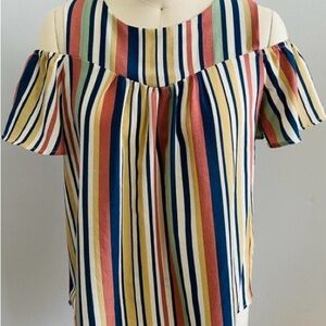 Monteau NWT Multicolor striped cold shoulder blouse